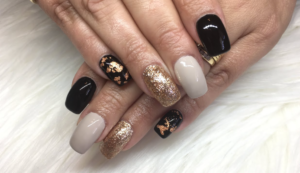 Black Nail Manicure with Foil