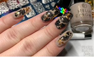 Black Nails And Gold Stamping