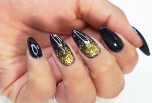 Black Ombre Nails With Gold