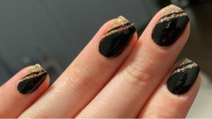 Gold + Black Nails Combination