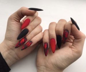 Red + Black Nails